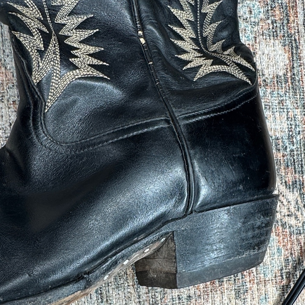 Tony Lama 6924 Men’s Black Leather Boots Vintage Western Cowboy Pointed Toe 11D - Picture 10 of 17